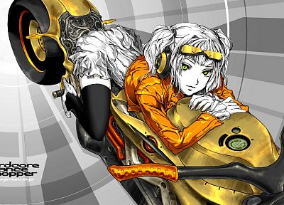 motorbikes, anime girls, original characters - desktop wallpaper