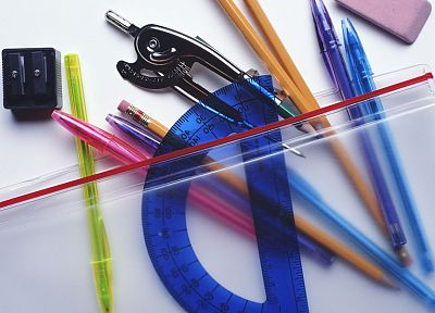 tools, compasses, objects, pens - desktop wallpaper