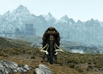 video games, screenshots, mammoth, The Elder Scrolls V: Skyrim - duplicate desktop wallpaper