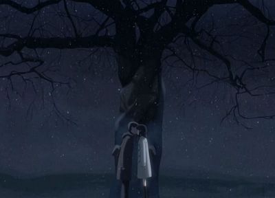 trees, dark, kissing, Makoto Shinkai, 5 Centimeters Per Second - random desktop wallpaper
