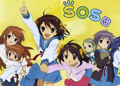 The Melancholy of Haruhi Suzumiya, SOS Brigade, anime girls - random desktop wallpaper