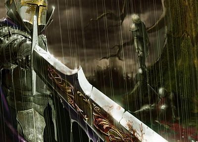 rain, knights, swords - random desktop wallpaper