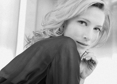 women, actress, Cate Blanchett, monochrome, greyscale - duplicate desktop wallpaper