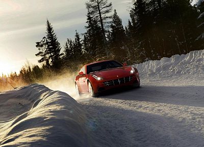 snow, cars, Ferrari FF - random desktop wallpaper