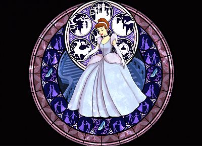 Kingdom Hearts, Disney Company, Cinderella, stained glass - desktop wallpaper