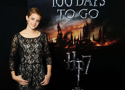 Emma Watson, actress, short hair, Harry Potter and the Deathly Hallows, posters - random desktop wallpaper