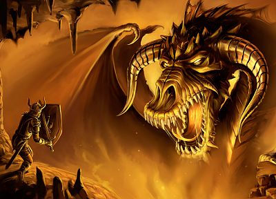 dragons, knights, fantasy art - related desktop wallpaper