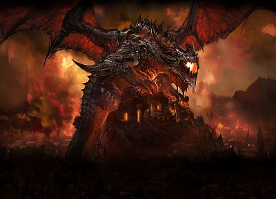 dragons, World of Warcraft, destruction, deathwing - random desktop wallpaper