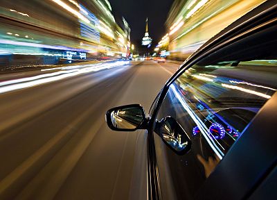 night, lights, cars, vehicles, cities - desktop wallpaper