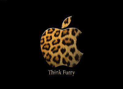 Apple Inc., fur, technology, logos, leopard print - desktop wallpaper