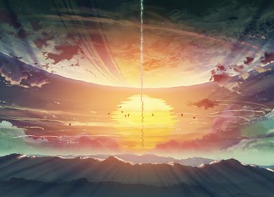 Makoto Shinkai, 5 Centimeters Per Second, artwork, skyscapes - random desktop wallpaper