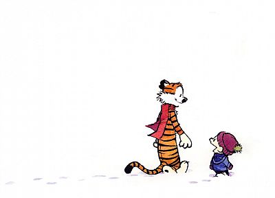 snow, Calvin and Hobbes, scarfs - random desktop wallpaper