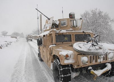 winter, snow, Afghanistan, US Army, Humvee - desktop wallpaper