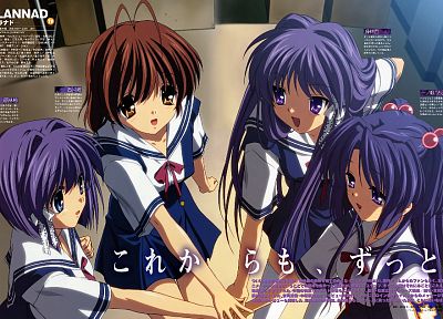 Ichinose Kotomi, Clannad, Furukawa Nagisa, Fujibayashi Kyou, Fujibayashi Ryou - random desktop wallpaper