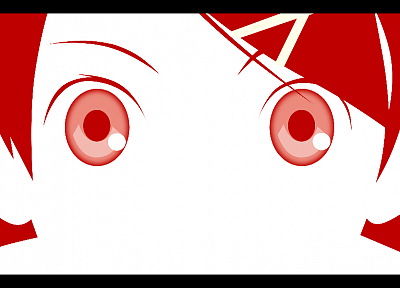 Sayonara Zetsubou Sensei, eyes, redheads, red eyes, short hair, monochrome, Fuura Kafuka, anime girls, faces, hair ornaments, bangs, hair pins - duplicate desktop wallpaper