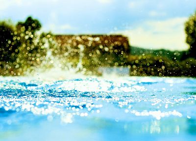 water, bokeh, water drops, splashes - desktop wallpaper