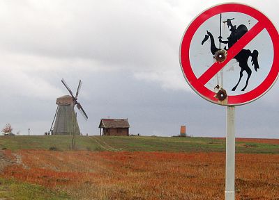 signs, houses, fields, windmills - desktop wallpaper