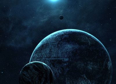 blue, outer space, planets, calm - desktop wallpaper