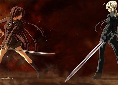 Isayama Yomi, Ga-Rei: Zero, Saber, Fate/Zero, crossovers, Ga-Rei, Fate series - related desktop wallpaper