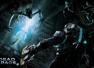 guns, monsters, armor, Dead Space 2, Isaac Clarke, Necromorph - desktop wallpaper