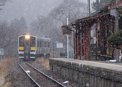 Japan, snow, trains, Fukushima - desktop wallpaper