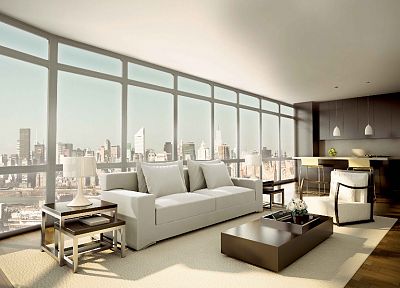 couch, room, interior, furniture, window panes, 3D, interior design - related desktop wallpaper
