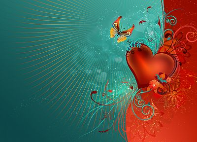 valentine, hearts, butterflies - duplicate desktop wallpaper