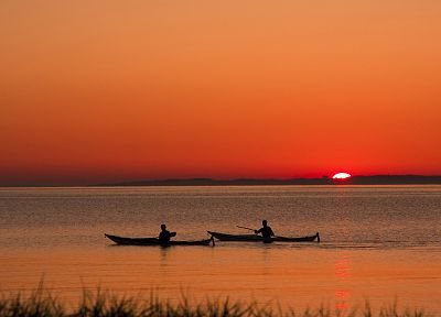 sunset, kayak, skyscapes - desktop wallpaper