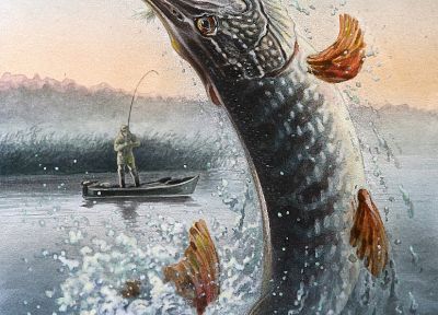 fishing, pikes - desktop wallpaper