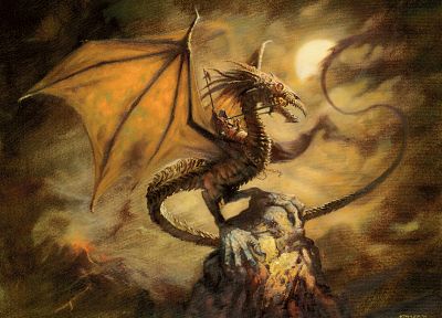 dragons, Magic: The Gathering, Greg Staples - duplicate desktop wallpaper