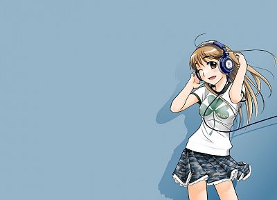 headphones, skirts, anime, simple background, anime girls - random desktop wallpaper