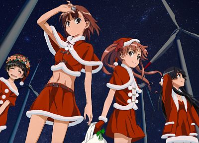 Toaru Kagaku no Railgun, Christmas outfits - random desktop wallpaper