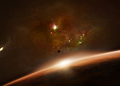 sunrise, outer space, planets - random desktop wallpaper