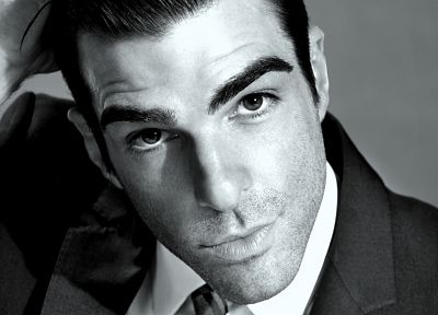 monochrome, Zachary Quinto, faces, greyscale - related desktop wallpaper