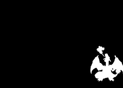 Pokemon, black and white, Charizard - desktop wallpaper