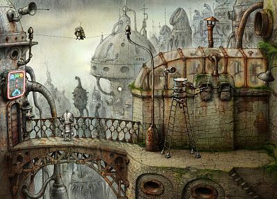 fantasy, surreal, Machinarium, Robot City - random desktop wallpaper