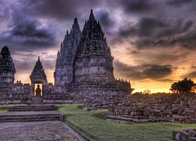 sunset, clouds, architecture, Cambodia, HDR photography, skyscapes - desktop wallpaper