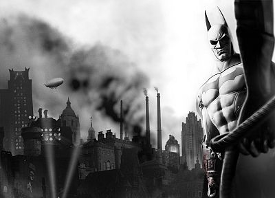 Batman, video games, monochrome, Arkham City, Batman Arkham City - random desktop wallpaper