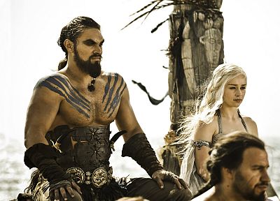 Game of Thrones, TV series, Emilia Clarke, Jason Momoa, Dothraki - related desktop wallpaper