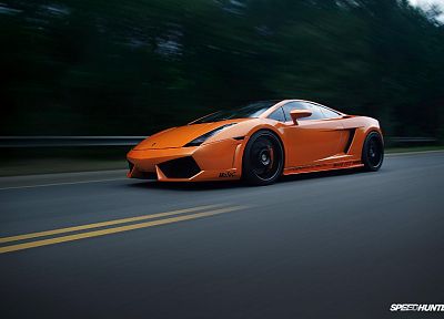 cars, Lamborghini, roads, orange cars - desktop wallpaper