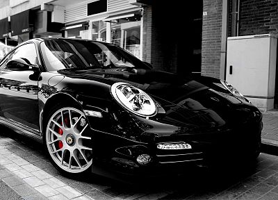 Porsche, cars, black cars - desktop wallpaper
