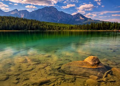 water, mountains, clouds, landscapes, nature, trees, forests, skyscapes - random desktop wallpaper