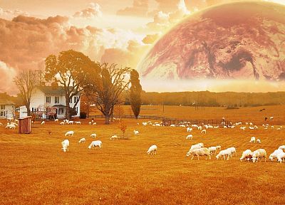 multicolor, animals, planets, orange, surreal, farms, ranch - random desktop wallpaper