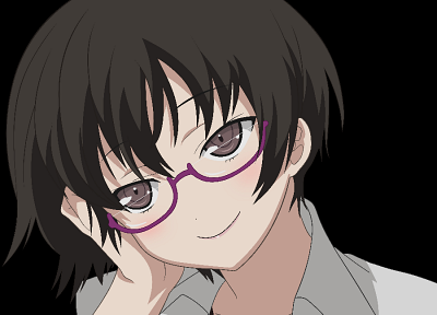 brunettes, glasses, brown eyes, transparent, meganekko, Denpa Onna to Seishun Otoko, Maekawa, anime girls, anime vectors - random desktop wallpaper