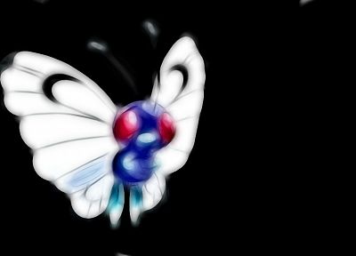 Pokemon, simple background, Butterfree, black background - desktop wallpaper