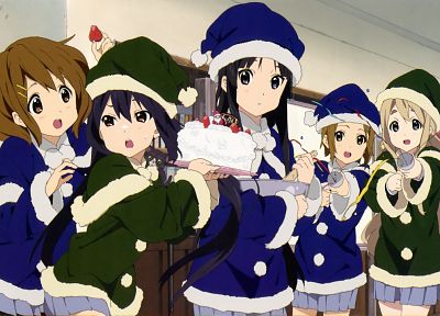 K-ON!, Christmas, Hirasawa Yui, Akiyama Mio, Tainaka Ritsu, Kotobuki Tsumugi, Nakano Azusa - desktop wallpaper