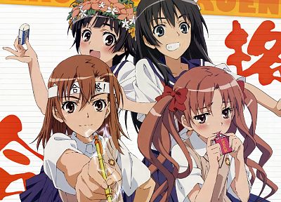school uniforms, Misaka Mikoto, Toaru Kagaku no Railgun, Uiharu Kazari, Shirai Kuroko, Saten Ruiko - random desktop wallpaper