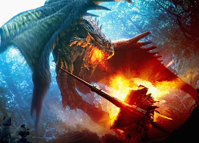 dragons, Monster Hunter, fantasy art, Rathalos - desktop wallpaper