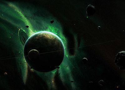 outer space, planets, asteroids - duplicate desktop wallpaper