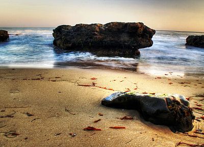 ocean, coast, waves, HDR photography, beaches - duplicate desktop wallpaper